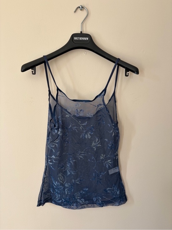 Kenzo Tops - Kenzo Navy Floral Sheer Mesh Camisole